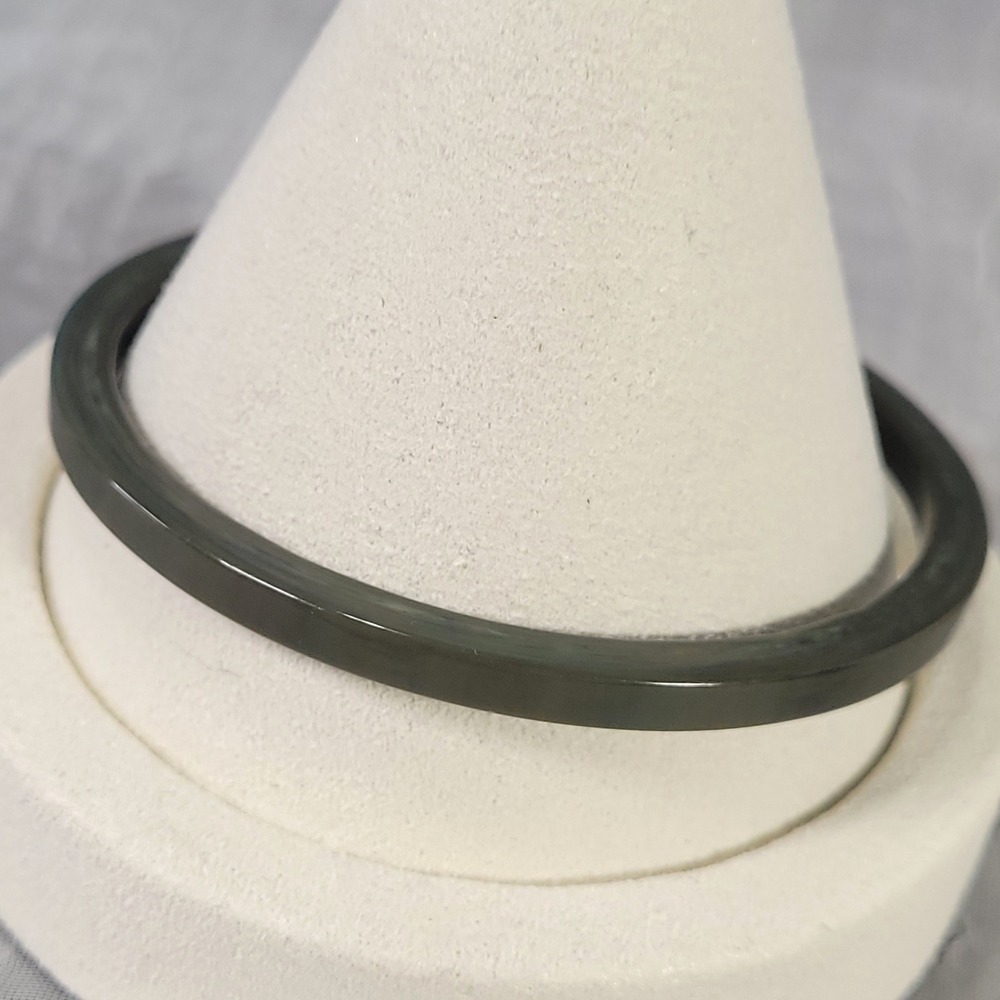 Lucite Bangle Bracelet Womens Dark Green Marbled Slim Retro Stackable 8"